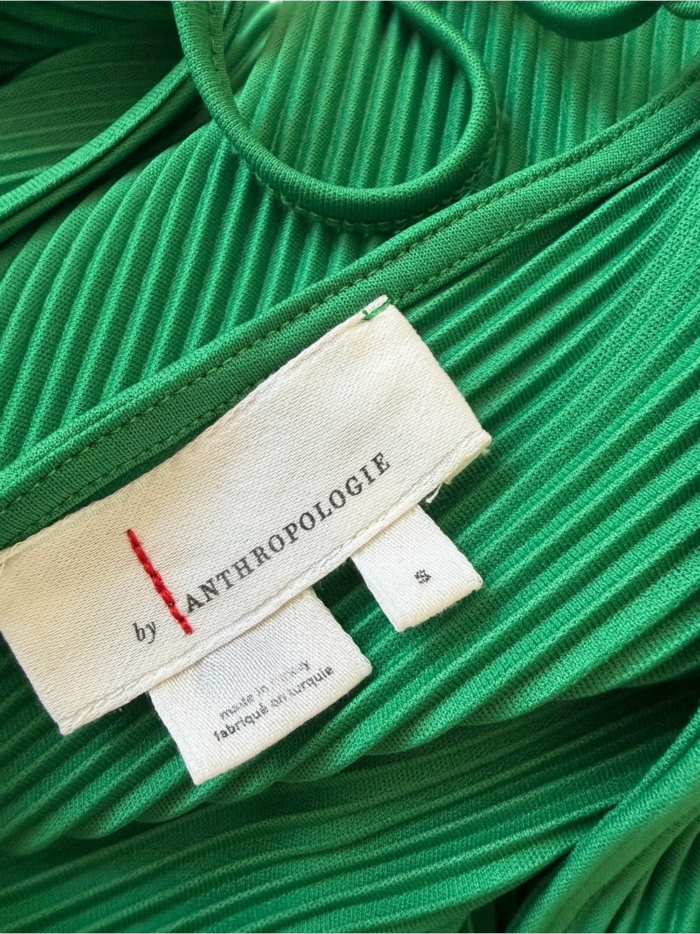 By Anthropologie Plisse V-Neck Wrap Midi Dress Emerald Kelly Green Size Small - Picture 7 of 16